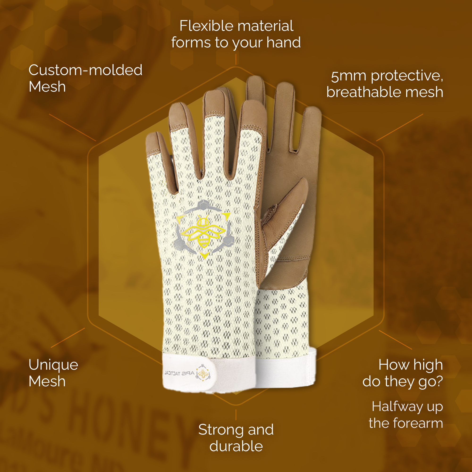 Apis Tactical Heavy Duty Beekeeping Gloves (ships from warehouse)