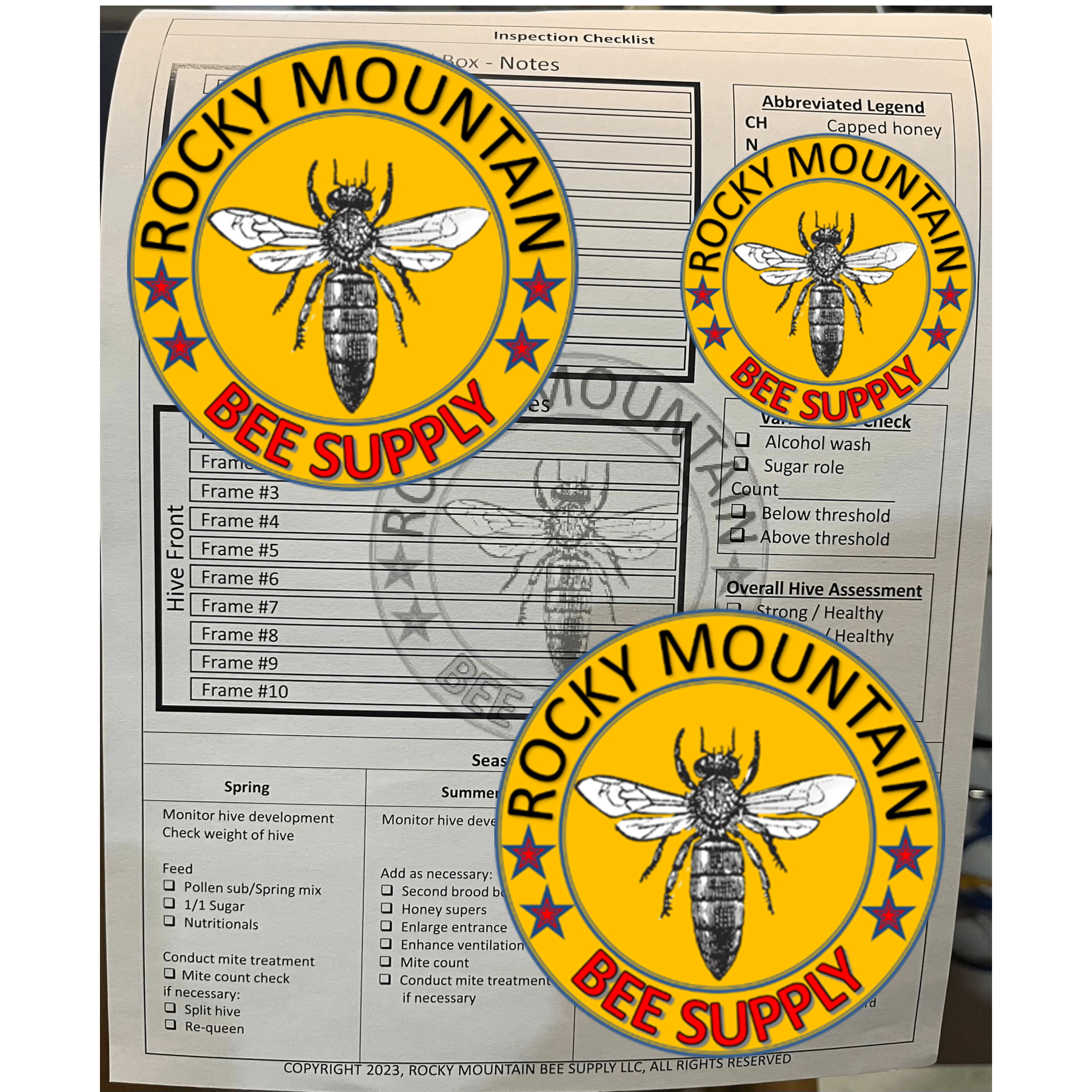 Hive Inspection Sheets | Books | Rocky Mountain Bee Supply
