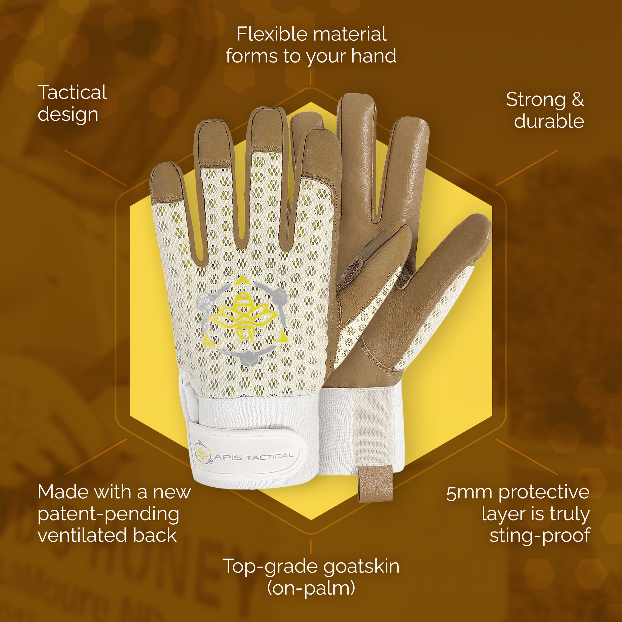 Apis Tactical Off-White PRO Beekeeping Gloves (ships from warehouse)