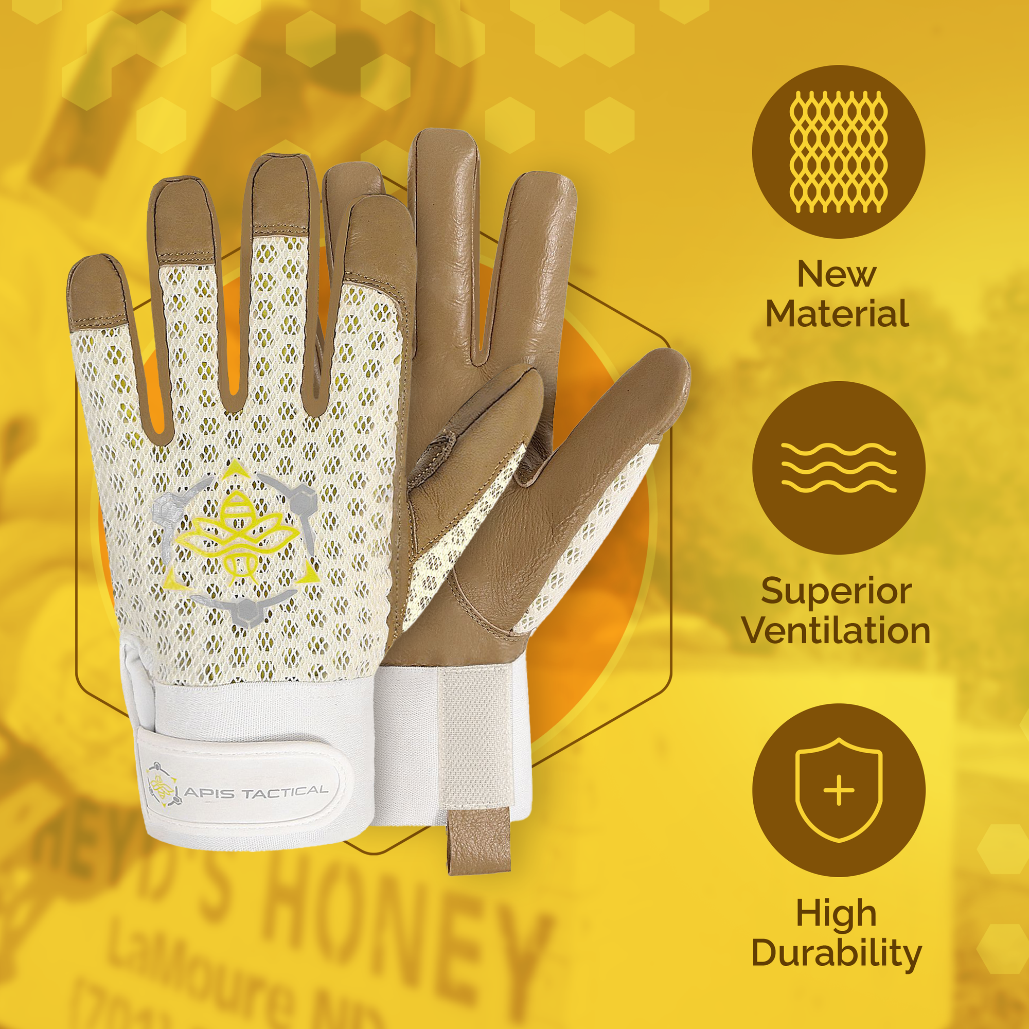 Apis Tactical Off-White PRO Beekeeping Gloves (ships from warehouse)