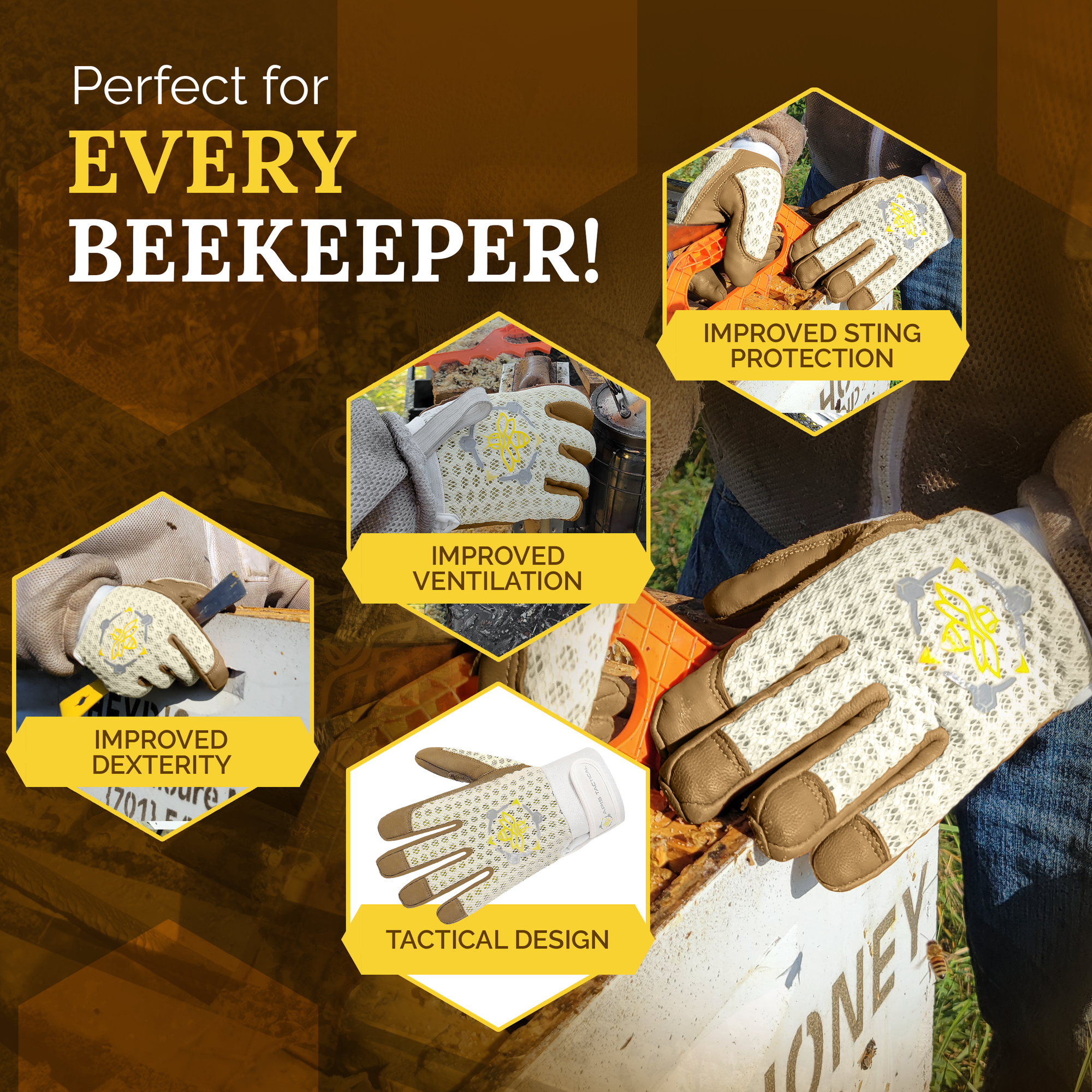 Apis Tactical Off-White PRO Beekeeping Gloves (ships from warehouse)