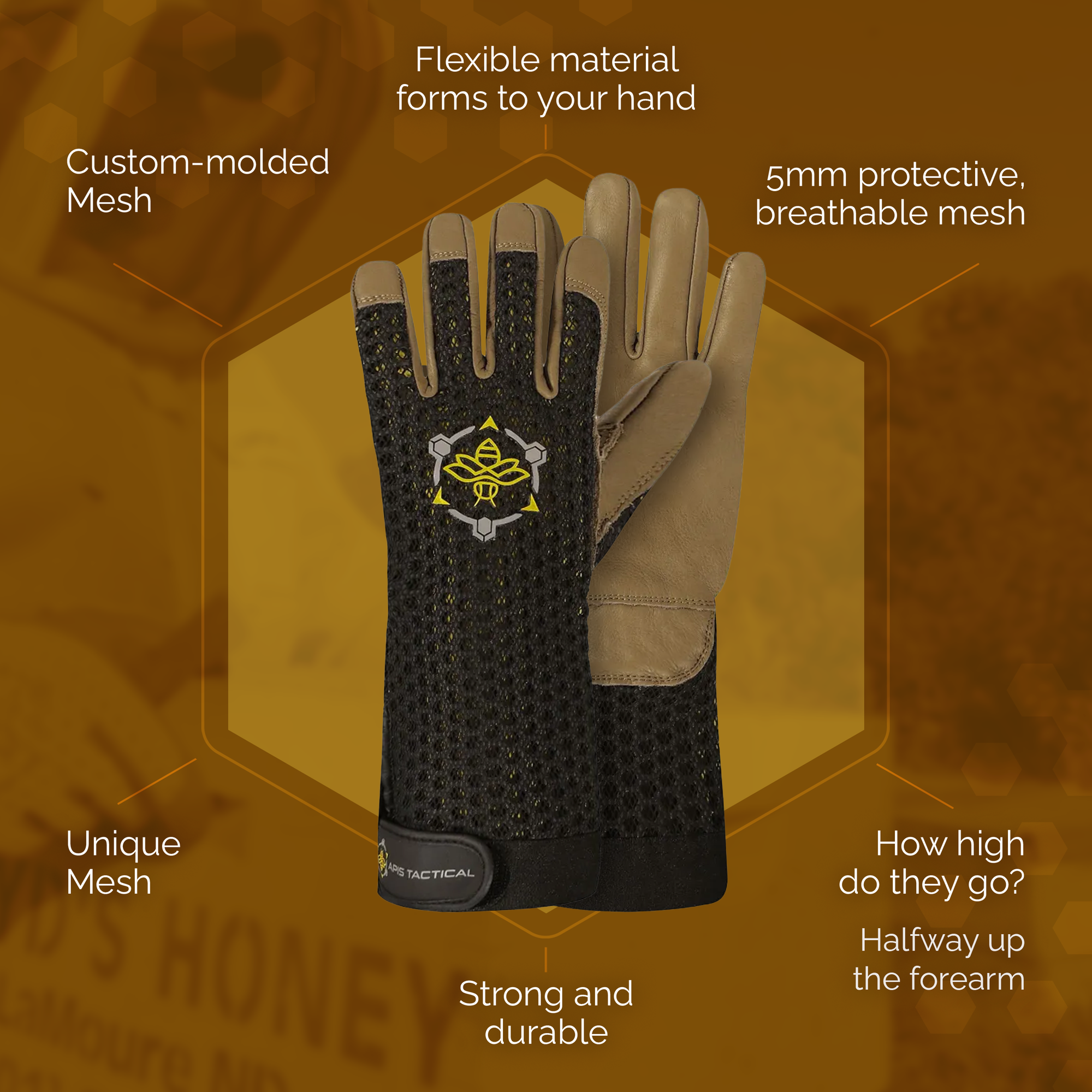 Apis Tactical Heavy Duty Beekeeping Gloves (ships from warehouse)